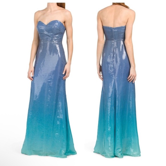 Rene Ruiz Collection Gown Sz 6 Ombré Sequin Embellished Strapless Long - Flaws - Picture 1 of 8